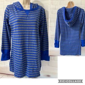 Marc New York Blue & Grey Striped Hoodie